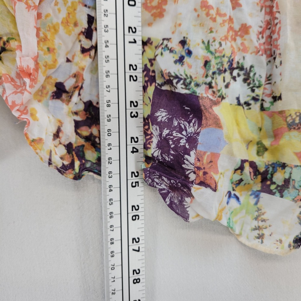 Maeve Blouse Womens 10 Multicolor Boho Patchwork Floral Crochet Lace Trim Top - Picture 6 of 8